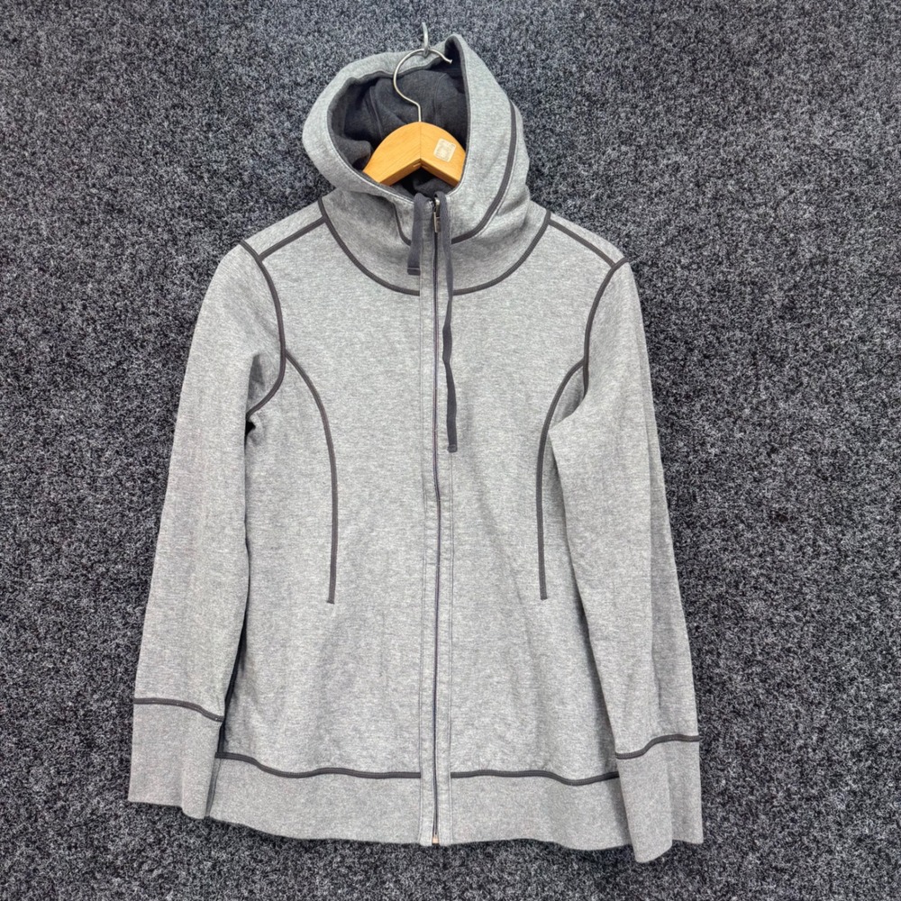 Tommy Bahama Womens Gray Full Zip Hoodie Contrast Stitch Active Sweatshirt L
